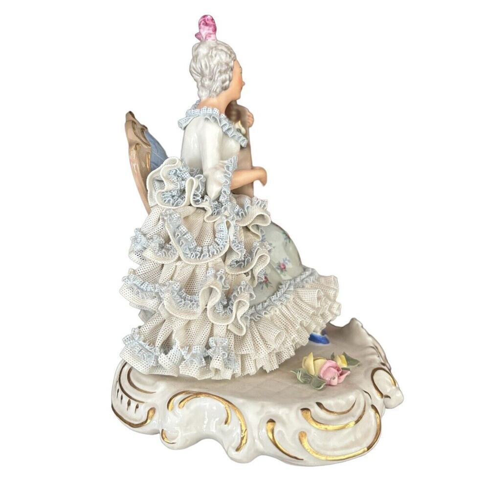 Dresden Lace Ballerina Sandizell Hoffner Figurine Germany Violin LARGE - Picture 4 of 9